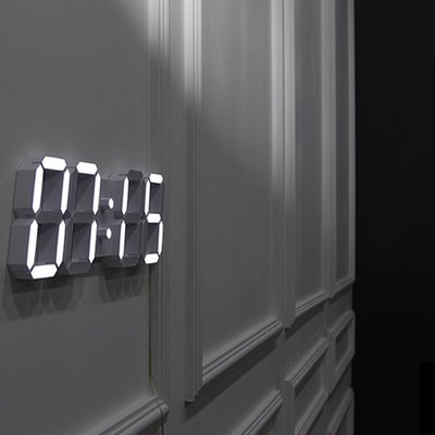 13英吋 白色 LED 北歐 現代 簡約 時鐘 掛鐘 3D 立體鐘 數位 靜音 夜光 電子鐘 數字鐘 IKEA