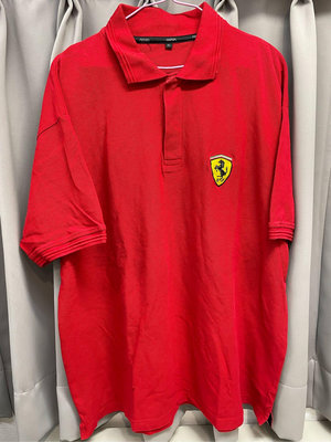 Ferrari法拉利 純綿素面網眼POLO衫100%棉（XL ～紅～）