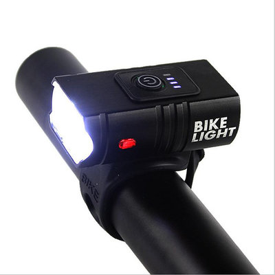 新款雙T6自行車燈 usb充電戶外騎行燈電顯紅光警示照明自行車前燈自行車燈 車前燈 車尾燈 剎車燈 警示燈