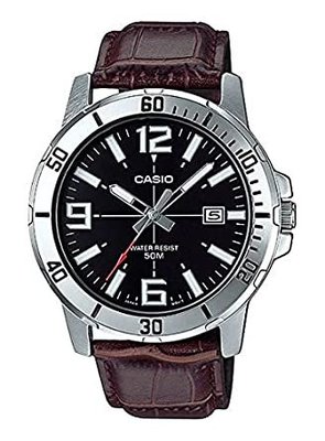 CASIO手錶公司貨附保證卡日期顯示 皮革錶帶MTP-VD01L-1B