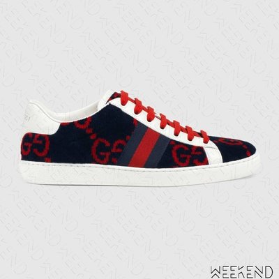 【WEEKEND】 GUCCI Ace GG Terry Cloth 絨布 休閒鞋 球鞋 藍色 紅色 431910