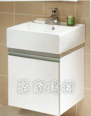 【AT磁磚店鋪】Corins 柯林斯 100%防水 方型陶瓷面盆浴櫃 小資入門款 白色 AG-01B  46CM高質感
