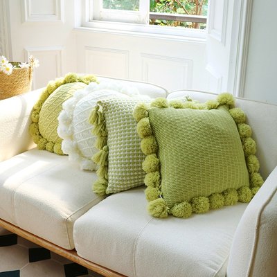 抱枕芥末綠北歐現代ins風腈綸針織沙發抱枕高顏值網紅家居軟裝靠墊枕