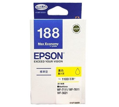 【Pro Ink 原廠墨水匣】EPSON 188 WF-7111 WF-7611 WF-3621 黃色墨水匣‧含稅