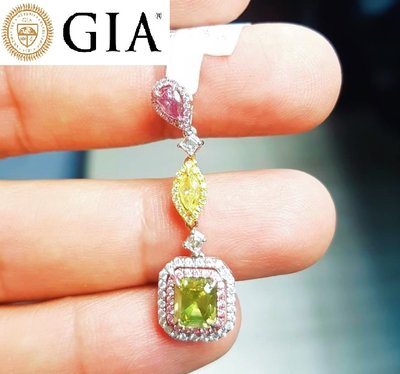 【台北周先生】客戶寄賣 天然Fancy綠色鑽石 1.32克拉 綠鑽 均勻Even分布 祖母綠切割 18K墜 送GIA