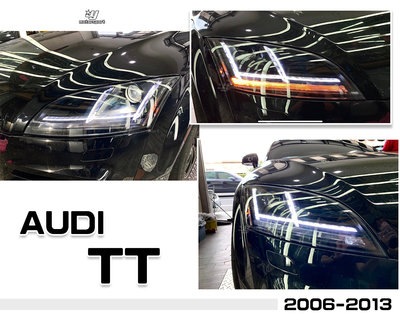 小傑- AUDI 奧迪 TT 06 07 08 09 10 11-13 HID版專用 黑框 雙L 跑馬方向燈 魚眼大燈