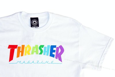 【 K.F.M 】THRASHER RAINBOW MAG T-Shirt 美國圓筒Tee 彩色字體 短T 短袖 白色