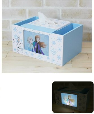 【好孩子福利社】冰雪奇緣 艾莎&amp;安娜 方形面紙盒LED小夜燈 衛生紙盒 筆筒 收納盒 正版授權台灣製