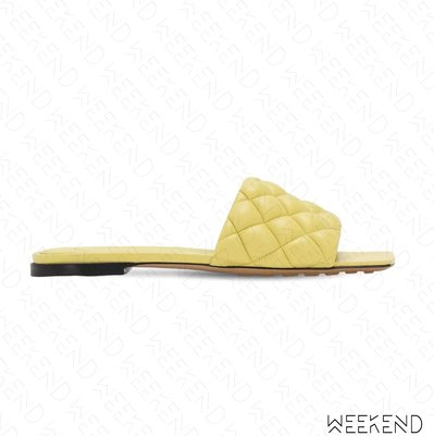 【WEEKEND】 BOTTEGA VENETA BV Padded 皮革 方頭 拖鞋 涼鞋 黃色