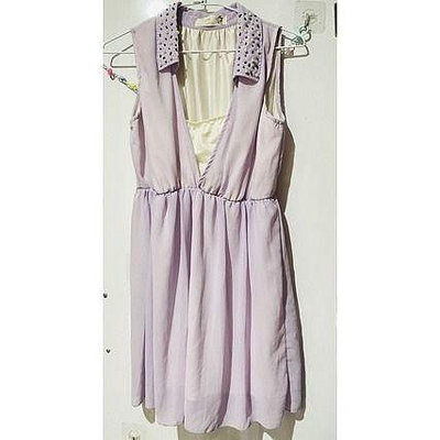 紫色 珠珠 氣質 公主 日系 韓風 短袖 小洋裝 連身裙 連衣裙 裙子 禮服 宴會 戰袍 小資 OL