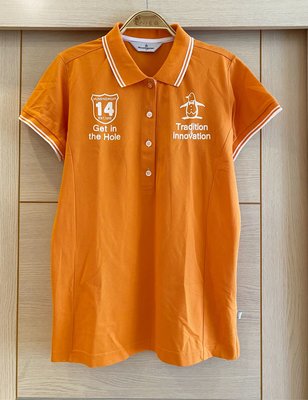 日本購入  正品 Munsingwear 企鵝牌 短袖高爾夫球polo衫（女）橘色 L號