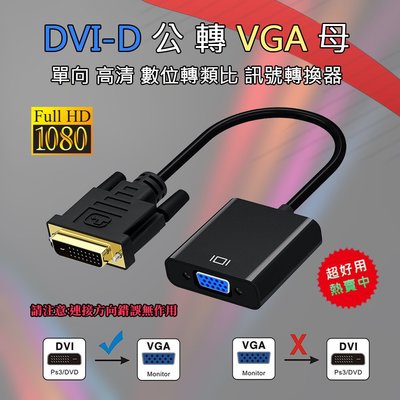 PC-87 晶片型 影像轉換器 DVI-D 24+1 公 轉 VGA 15P 母 數位轉類比 轉接線 支援1080P
