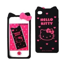 GIFT41 土城店 Hello Kitty 凱蒂貓 iPhone4s/4 造型黑色 矽膠 軟殼 49016106477