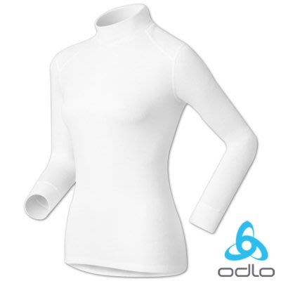 集山庄|瑞士ODLO|女銀離子保暖衣立領 #152011-10000 白色 L(排汗透氣衛生衣/機能內衣/衛生衣)