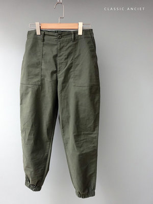 CA 日本品牌 UNIQLO 女款 軍綠 縮口 合身版 休閒九分褲 L號 一元起標無底價P880