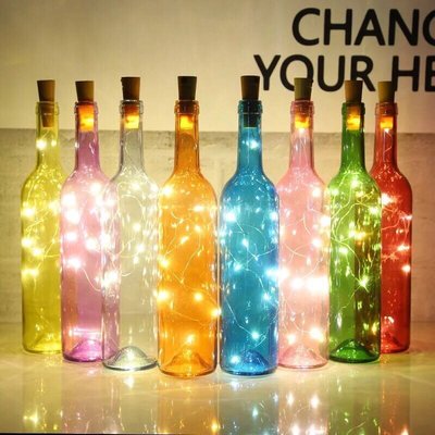 [ACB照明]LED夢幻酒瓶塞  200CM (送電池)  銅線燈串 裝飾燈串 北歐風 聖誕燈串 銀絲燈 氣氛燈串