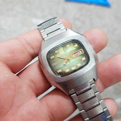 大錶徑＜行走順暢＞漸層綠 日本 TELUX 漂亮老錶 老收藏家釋出 可遇不可求！☆隨意賣 另有 機械錶 老錶 滿天星 潛水錶 三眼錶 陶瓷錶 中性錶 G05