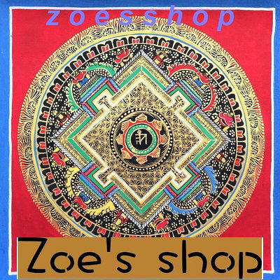 zoe-[好禮送畫框]純手繪唐卡描金六字真言尼泊爾手繪唐卡TR04