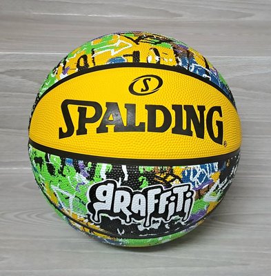✩Pair✩ 斯伯丁籃球 SPALDING 室外球 SPA84374 SP 塗鴉系列 街頭黃 橡膠球 7號球 觸感佳