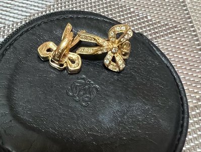 絕美！Dior金色水鑽蝴蝶結夾式耳環