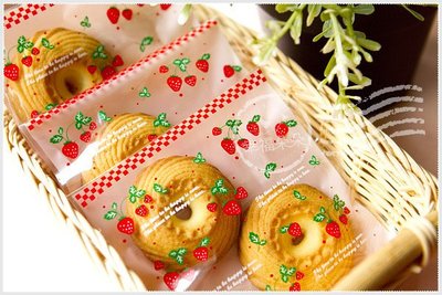 幸福朵朵【自黏OPP包裝袋(禮物包裝.烘焙點心包裝)-I.粉色草莓款x10枚】棉花糖 西點糖果餅乾 飾品包裝