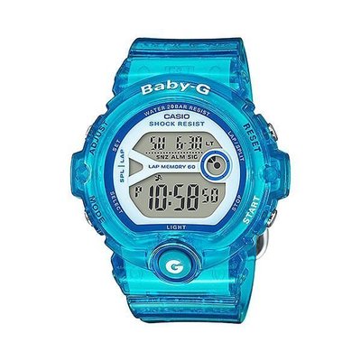 BABY-G CASIO 卡西歐少女新潮果凍藍半透明慢跑運動專用大螢幕電子錶 型號：BG-6903-2B【神梭鐘錶】