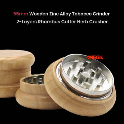 【MEGA】免運 美國熱銷 研磨器 原木雙層 磨煙器 55mm 磨菸器 煙斗 研磨罐 碎煙器 煙具 Grinder