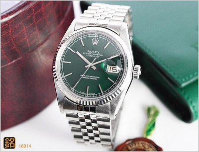 大銘腕錶 二手極新品 勞力士 ROLEX 蠔式 16014 綠面 36MM RX294179