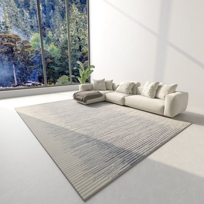 特賣-地毯客廳現代簡約灰色條紋北歐輕奢風茶幾毯美式沙發臥室床前家用