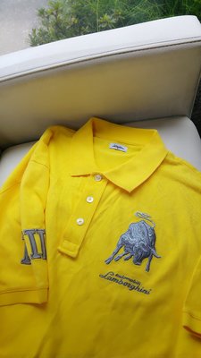 bellavita 購買 lamborghini藍寶堅尼銀色漸層刺繡公牛黃色短袖POLO衫