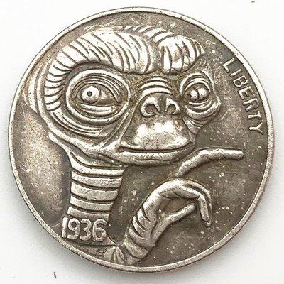 特價！1936外星人骷髏仿古銅就銀紀念幣 收藏20mm銀幣銅銀硬幣紀念章