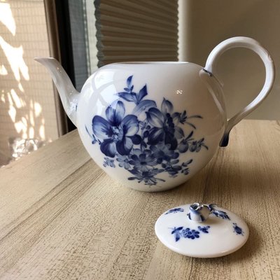 Meissen 麥森 大型 四人份 茶壺 一級品 長23.5高含蓋14.5 寬13.5 鈷藍 花卉  愛買家族