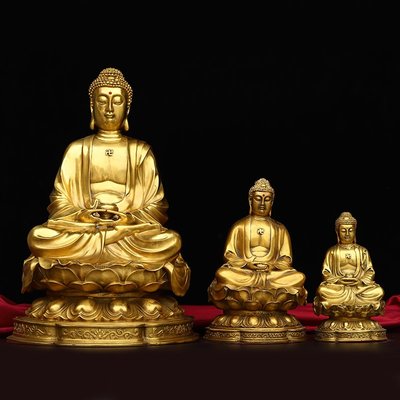 古都老物  純銅釋迦牟尼佛像擺件銅像供奉藥師佛佛祖三寶佛