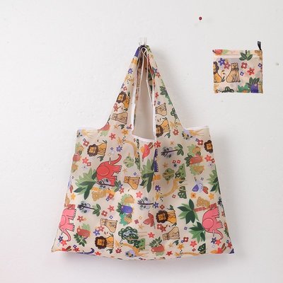 日本購物袋 大容量購物袋 可摺疊購物袋  大號花布方包 創意購物袋 便攜印花購物袋 買菜收納袋-麥德好服裝包包
