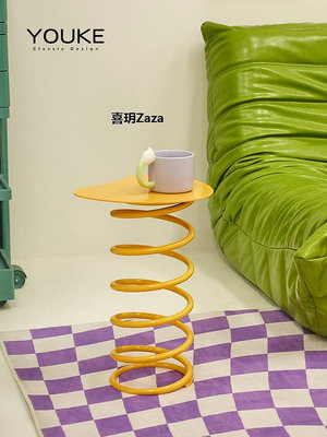 新品佑刻網紅創意彈簧小茶幾迷你民宿沙發邊幾小戶型個性造型角幾邊桌