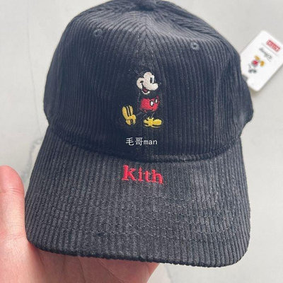 UU代購#Kith 迪士尼聯名Cap Classic 刺繡卡通米奇棒球帽 燈芯絨鴨舌帽子