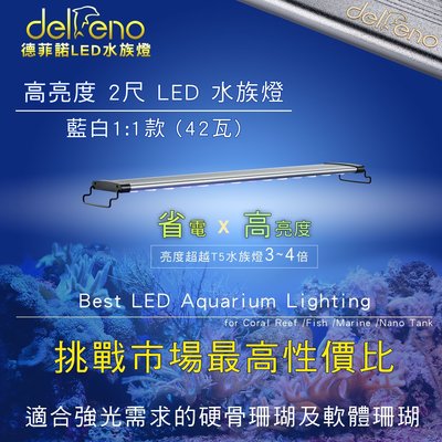 （出清/保固3個月）2尺LED珊瑚軟體燈/白藍燈1:1/升級版42W大功率高亮度（IPX7防水/台灣標檢認證 Delfeno德菲諾)