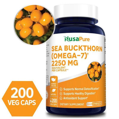美國NusaPure 沙棘油 Omega7 2250mg 200顆(素食、非基因改造和無麩質)