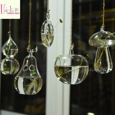 簡約透明造型玻璃吊飾花器系列
