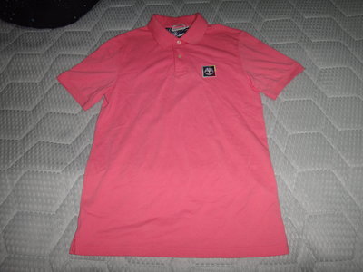 ~保證真品全新的男款 Timberland 粉紅色棉質短袖網眼POLO衫M號~便宜起標無底價標多少賣多少