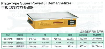 平板型超強力脫磁器 HD-620AD/HD-500AD/HD-420AD