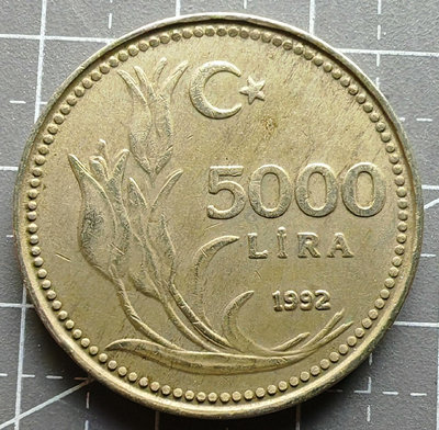 土耳其硬幣1992年5000里拉22157