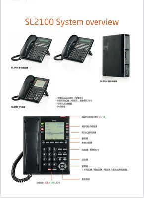電話總機專業網...NEC SL-2100電話系統+4台12鍵顯示型話機12TXH....專業完善的保固