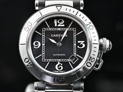 [好時計]Cartier 卡地亞 W31077U2 Pasha Seatimer 黑色面盤 自動腕錶 40mm CE315