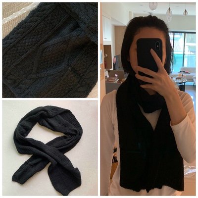 9成新 法國製｜黑色基本款保暖圍巾