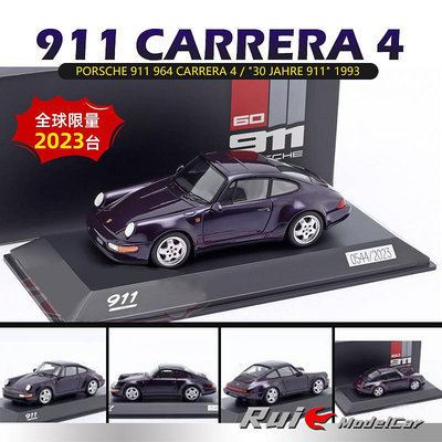 收藏模型車 車模型 預1:43德國保時捷原廠911 Carrera 4 964 30 Years 911汽車模型