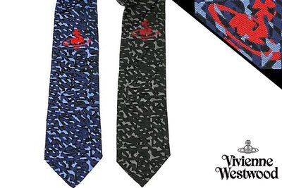 Vivienne Westwood 絲質土星藝術印花領帶( 藍 / 黑 )｜100%全新正品｜特價 / 免運!