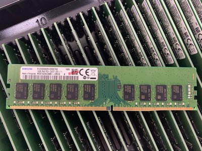 三星 原廠16G 2Rx8 DDR4 PC4-2400T 純ECC UDIMM工作站伺服器記憶體