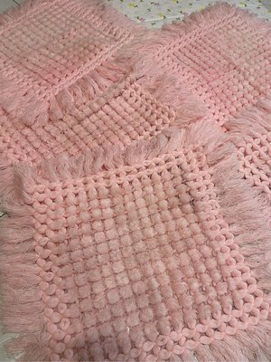 普普風 手工編織 毛線編織 粉紅色 坐墊 椅墊