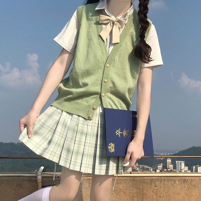 日系學院風少女針織開衫V領jk背心2022春秋新款開衫外套毛衣馬甲